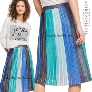 Anthropologie Maeve shimmer color-block ombré pleated skirt *shop@iamwarrior